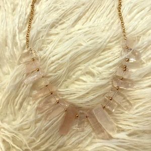 Crystal clear pink stone necklace